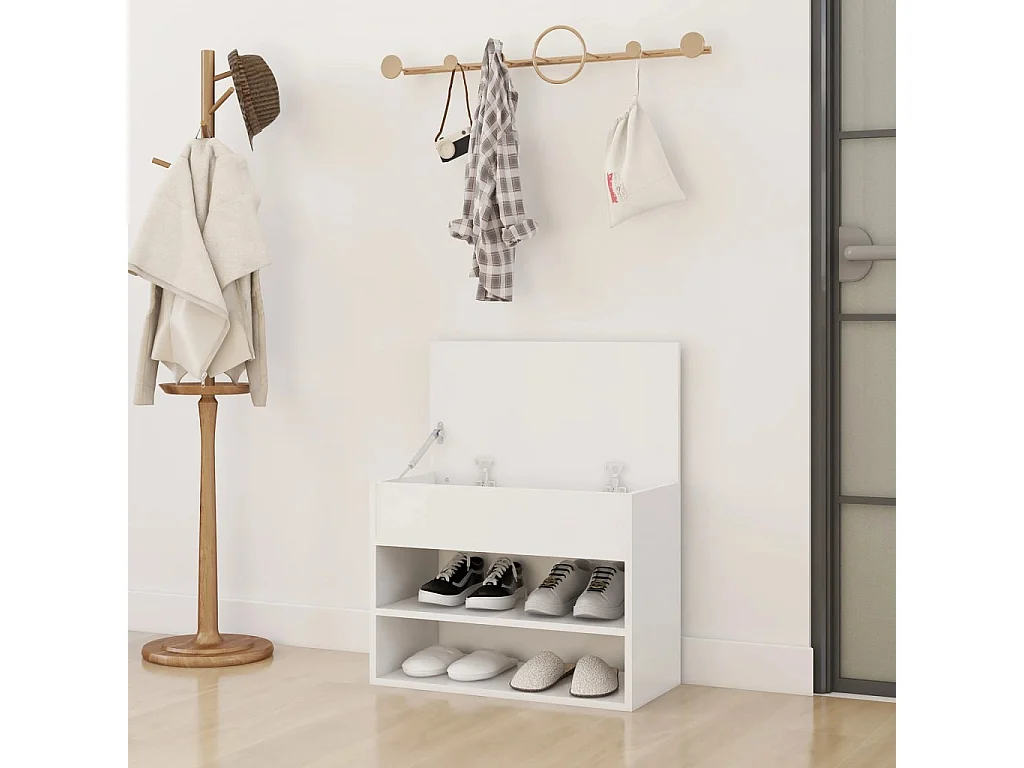 Banc à chaussures Blanc 60x30x45 cm Aggloméré