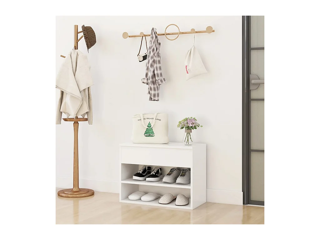 Banc à chaussures Blanc 60x30x45 cm Aggloméré