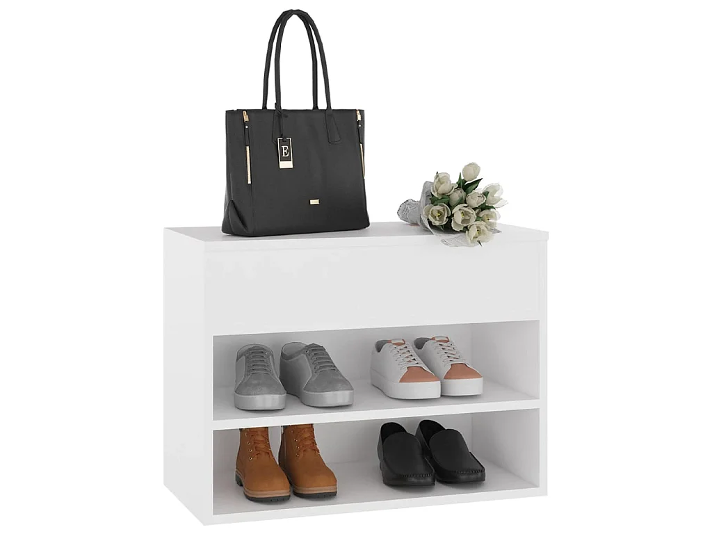Banc à chaussures Blanc 60x30x45 cm Aggloméré