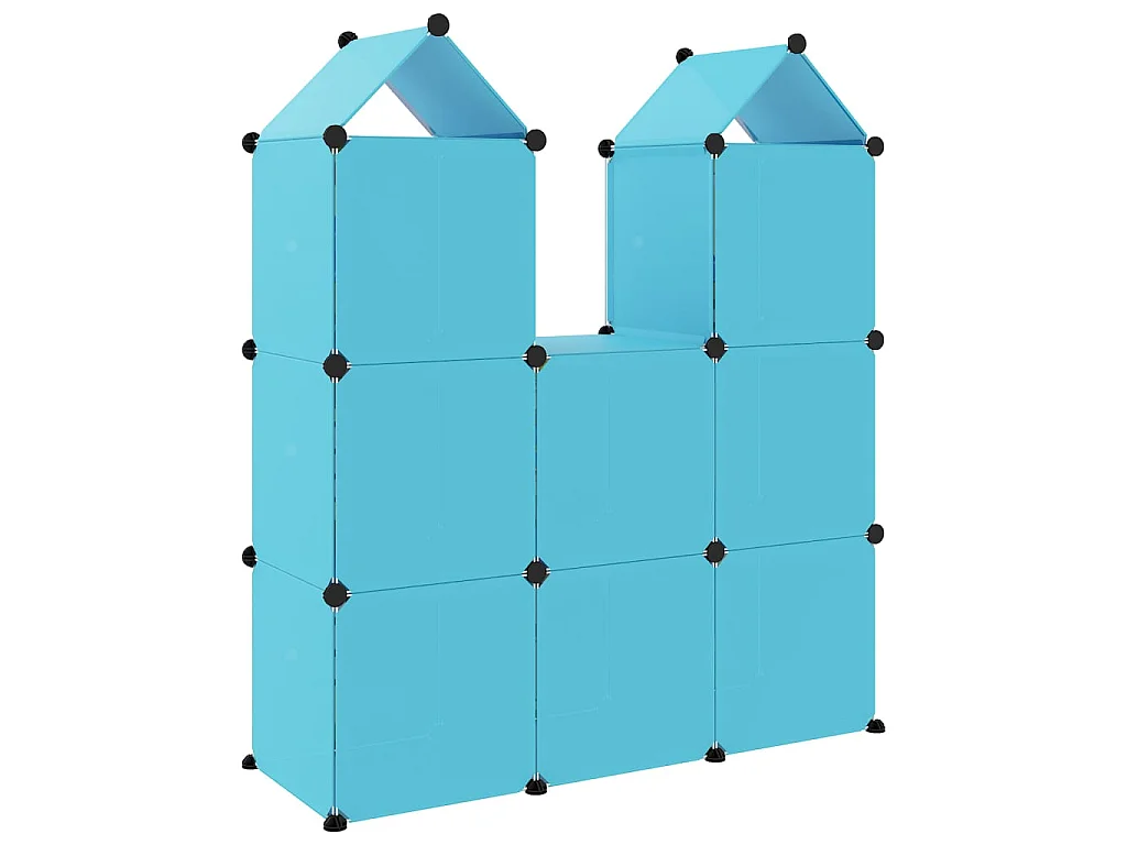Armario de almacenamiento infantil con 8 cubos PP azul