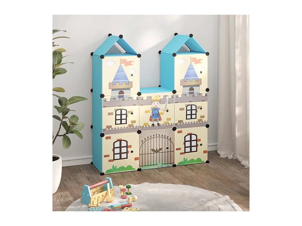 Mobile portaoggetti per bambini con 8 cubi Blu PP