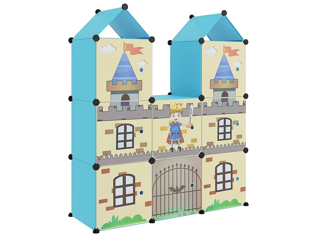 Armoire de rangement pour enfants avec 8 cubes Bleu PP