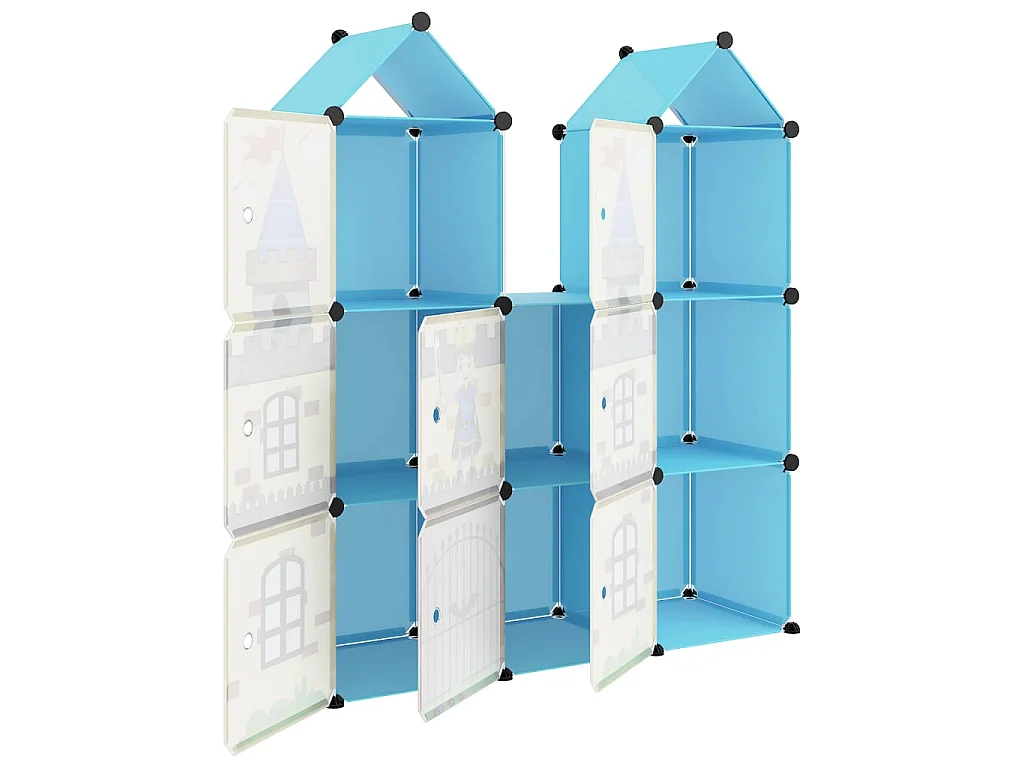 Armoire de rangement pour enfants avec 8 cubes Bleu PP