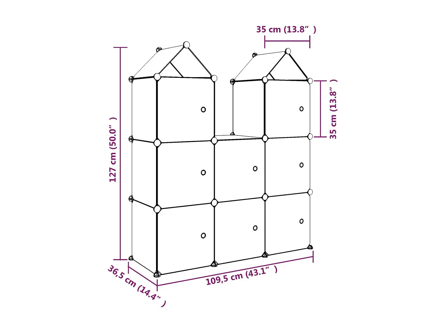 Armoire de rangement pour enfants avec 8 cubes Bleu PP
