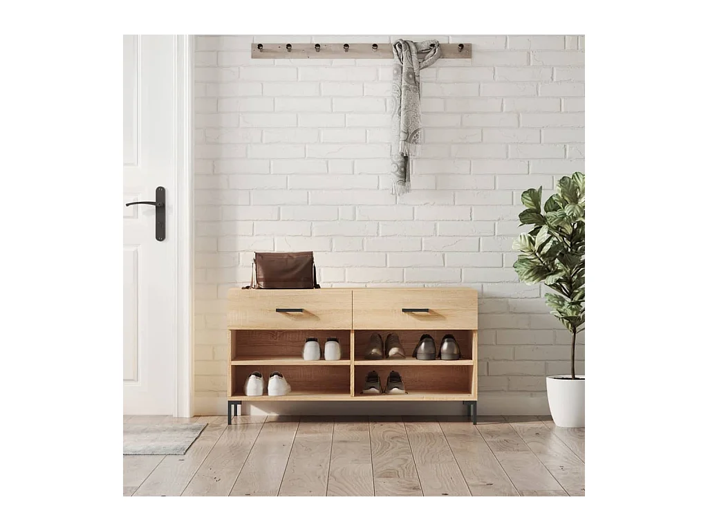 Banc à chaussures chêne sonoma 102x35x55 cm bois d'ingénierie