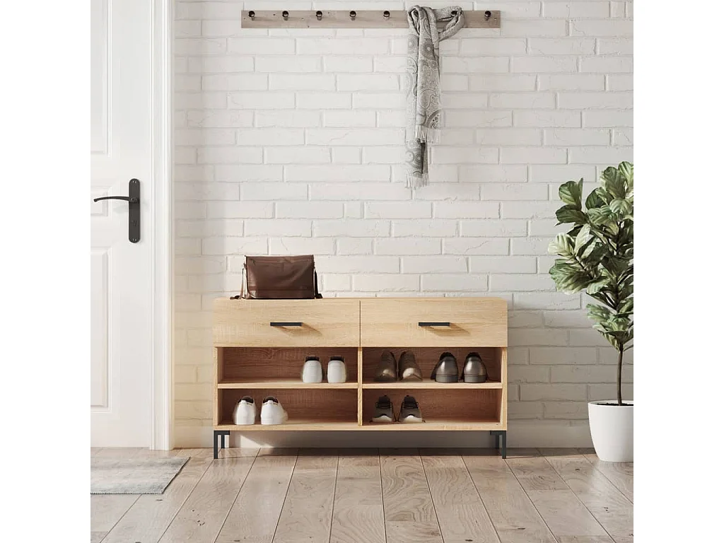 Banc à chaussures chêne sonoma 102x35x55 cm bois d'ingénierie