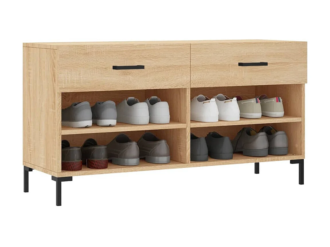 Banc à chaussures chêne sonoma 102x35x55 cm bois d'ingénierie