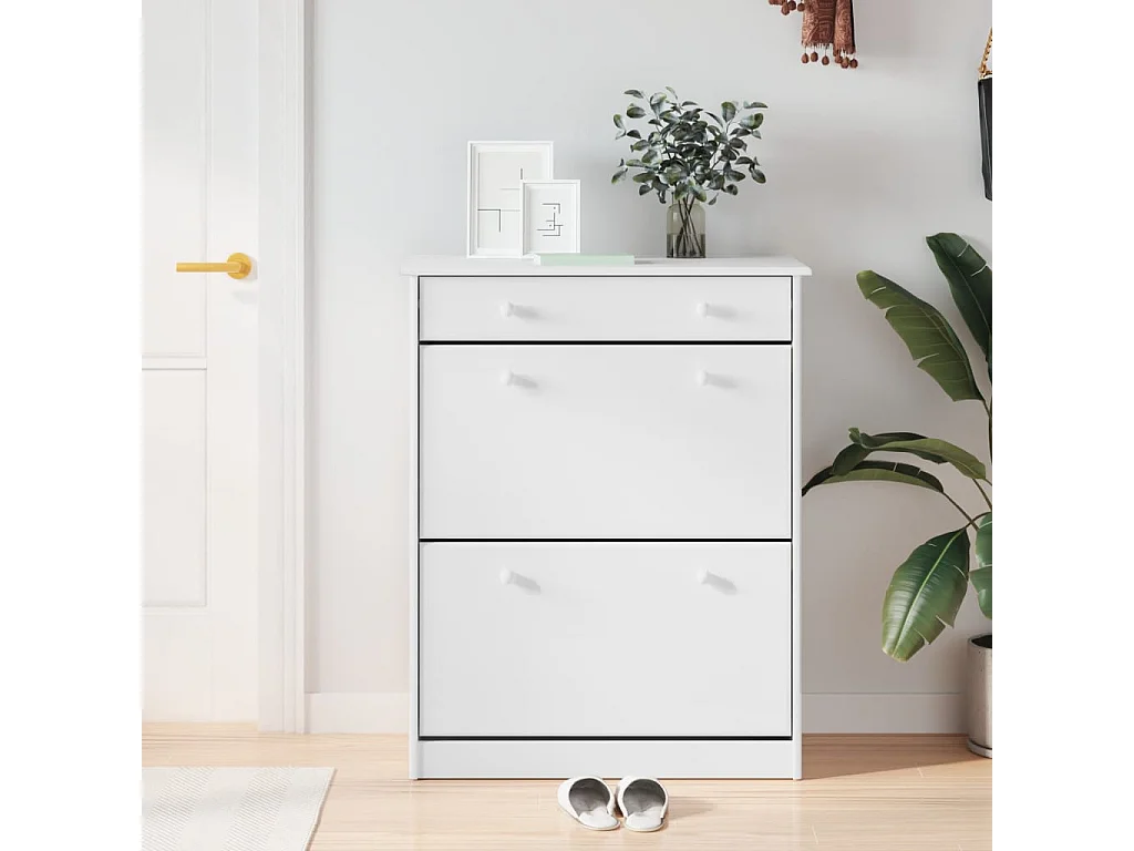 Armoire à chaussures ALTA blanc 77x35x96 cm bois massif de pin