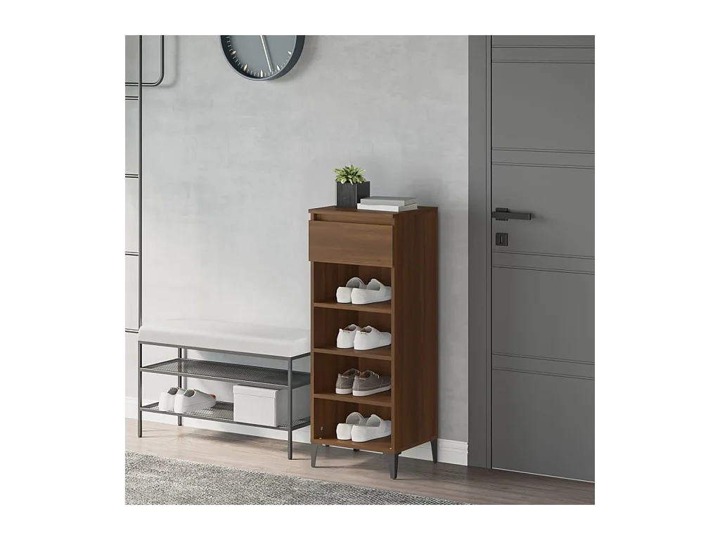 étagère à chaussures Chêne marron 40x36x105 cm Bois ingénierie