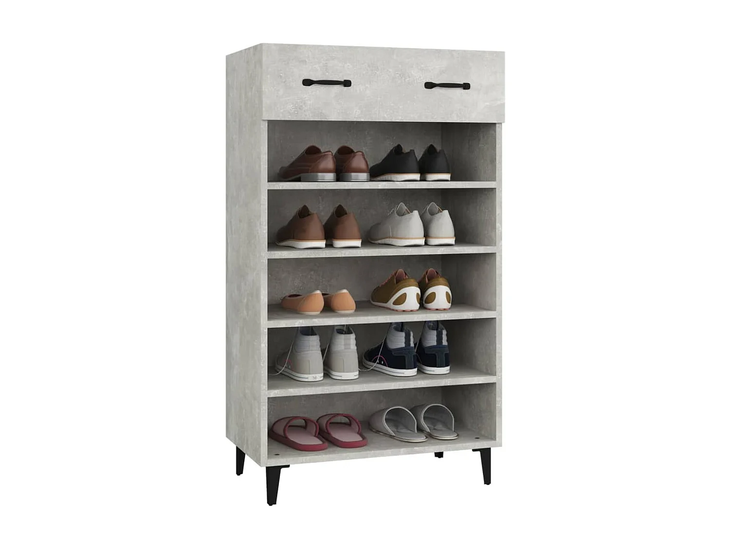 Armário para sapatos Concreto cinza 60x35x105 cm Madeira trabalhada