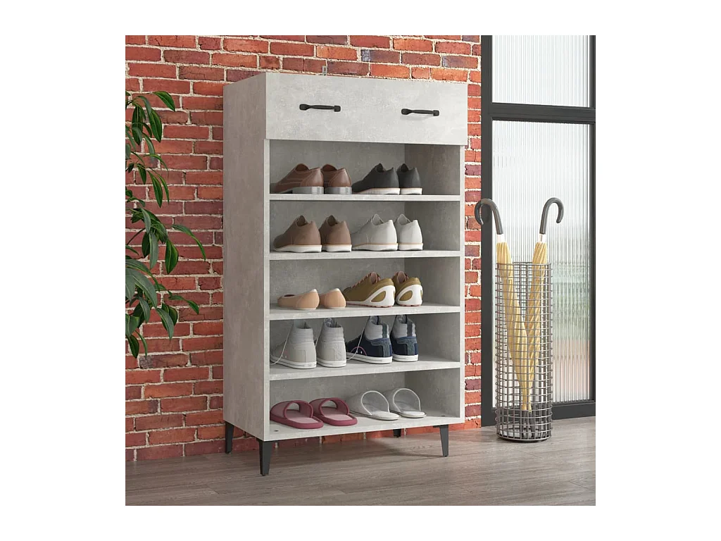 Armoire à chaussures Gris béton 60x35x105 cm Bois d'ingénierie
