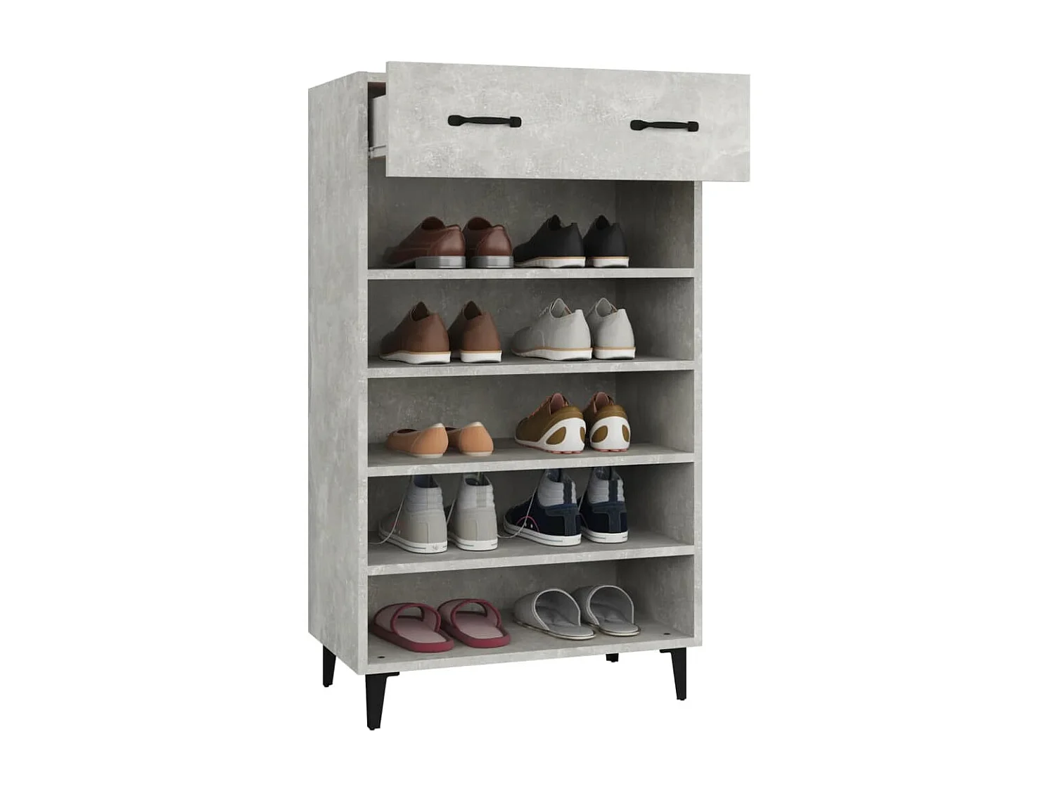 Armoire à chaussures Gris béton 60x35x105 cm Bois d'ingénierie