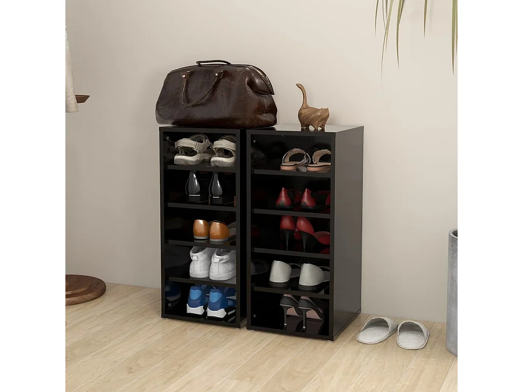 Armoires à chaussures 2 pcs Noir 31,5x35x70 cm Aggloméré