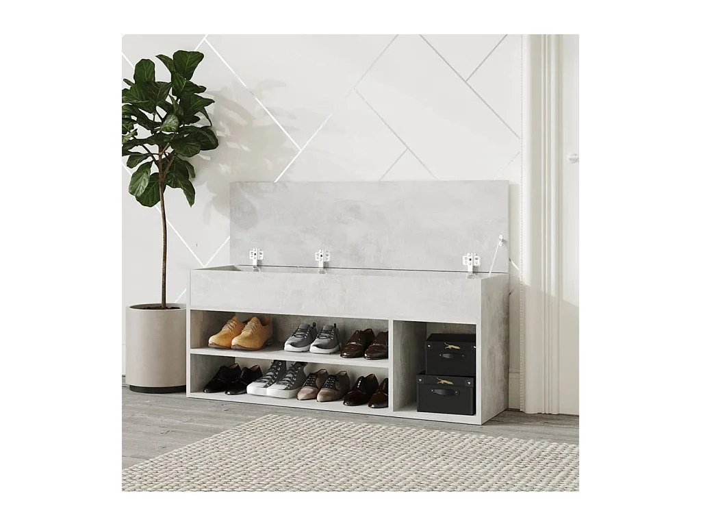 Banc à chaussures Gris béton 105x30x45 cm Aggloméré