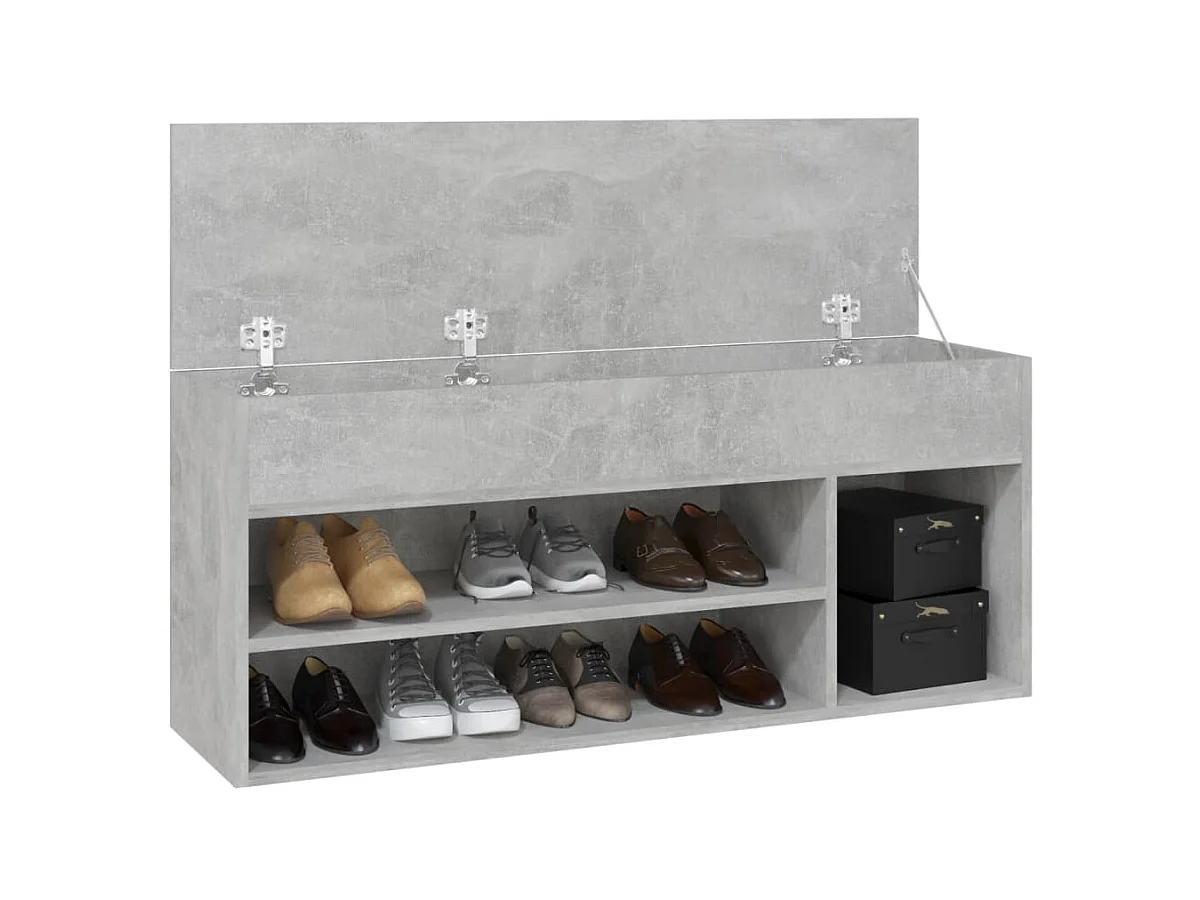 Banc à chaussures Gris béton 105x30x45 cm Aggloméré