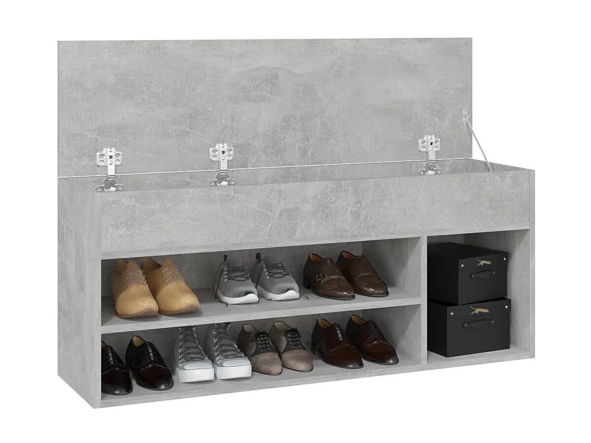 Banc à chaussures Gris béton 105x30x45 cm Aggloméré