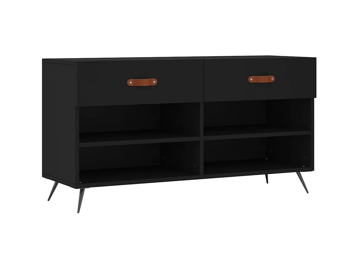 Zwarte schoenenbank 102x35x55 cm samengesteld hout