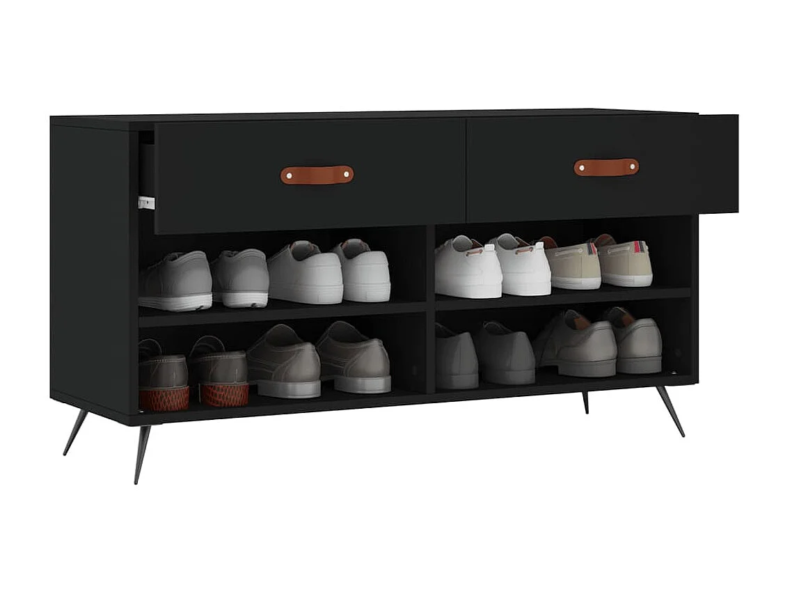 Zwarte schoenenbank 102x35x55 cm samengesteld hout