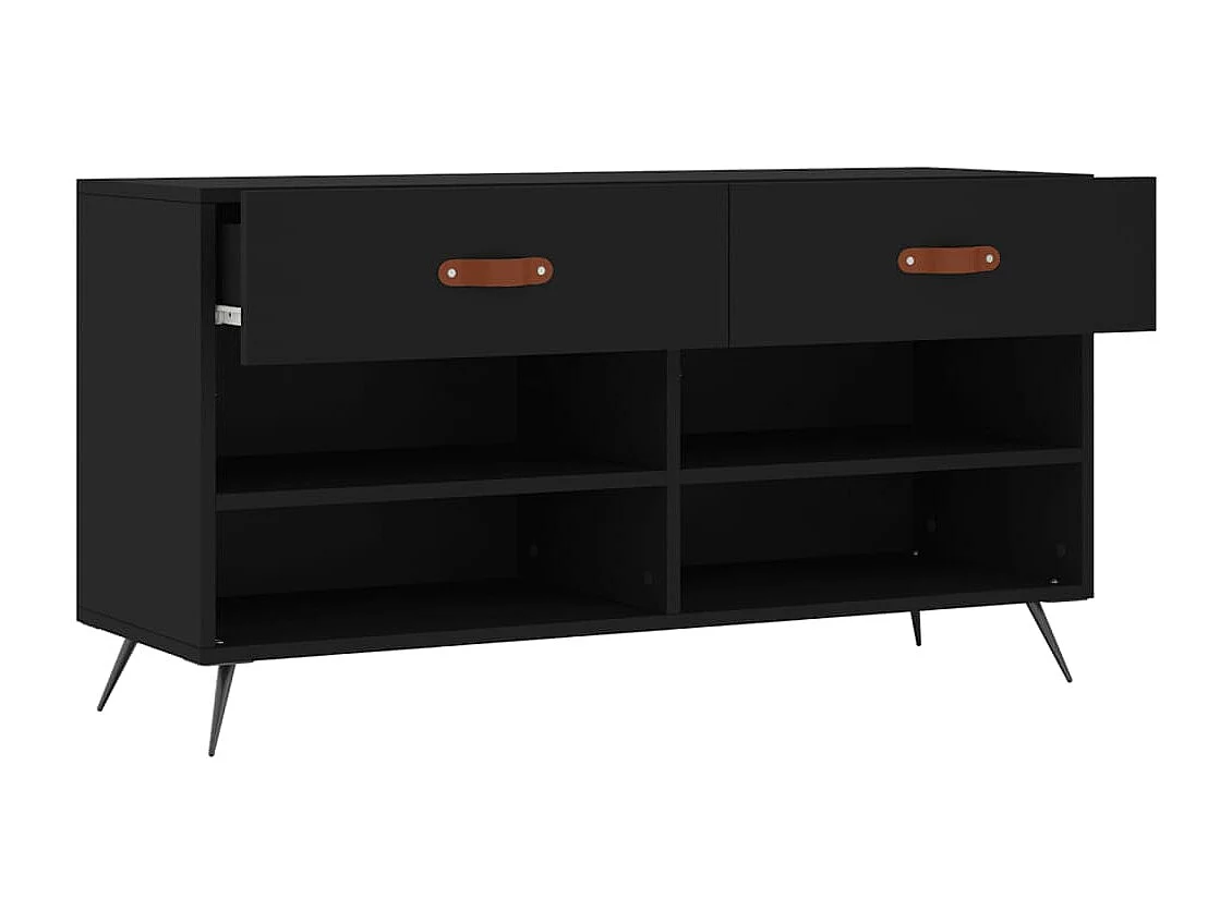 Zwarte schoenenbank 102x35x55 cm samengesteld hout