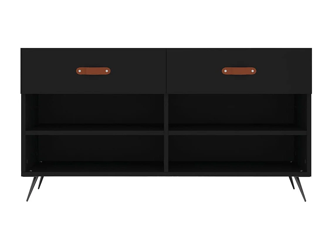 Zwarte schoenenbank 102x35x55 cm samengesteld hout