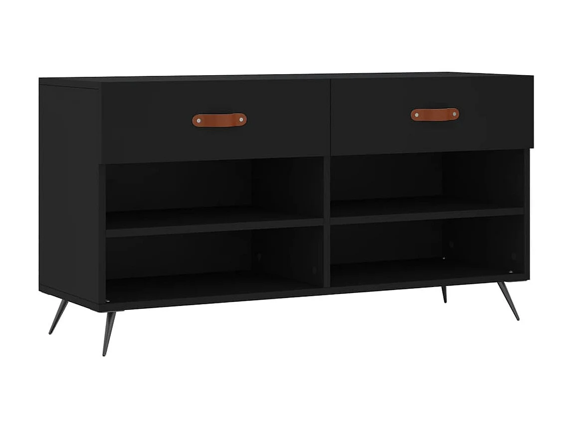 Banc à chaussures noir 102x35x55 cm bois d'ingénierie