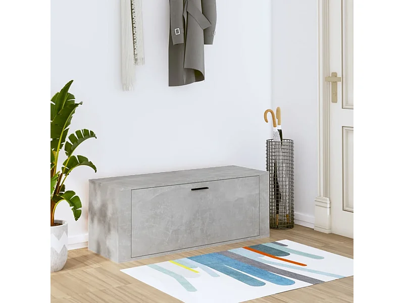 Sapateira de parede cinza concreto 100x35x38 cm