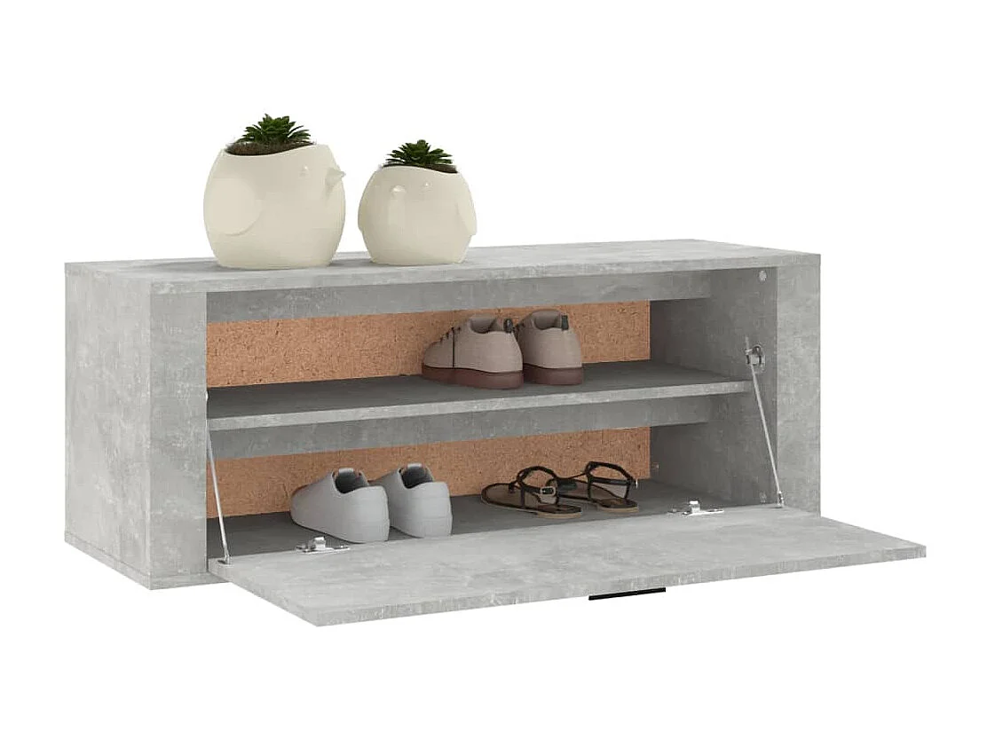 Schoenenkast voor wandmontage Betongrijs 100x35x38 cm