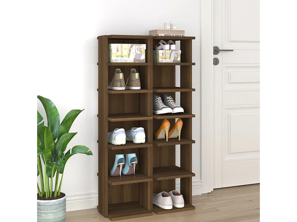 étagères à chaussures 2 pcs Chêne marron 27,5x27x102 cm