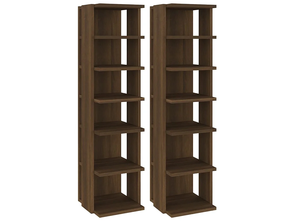 étagères à chaussures 2 pcs Chêne marron 27,5x27x102 cm