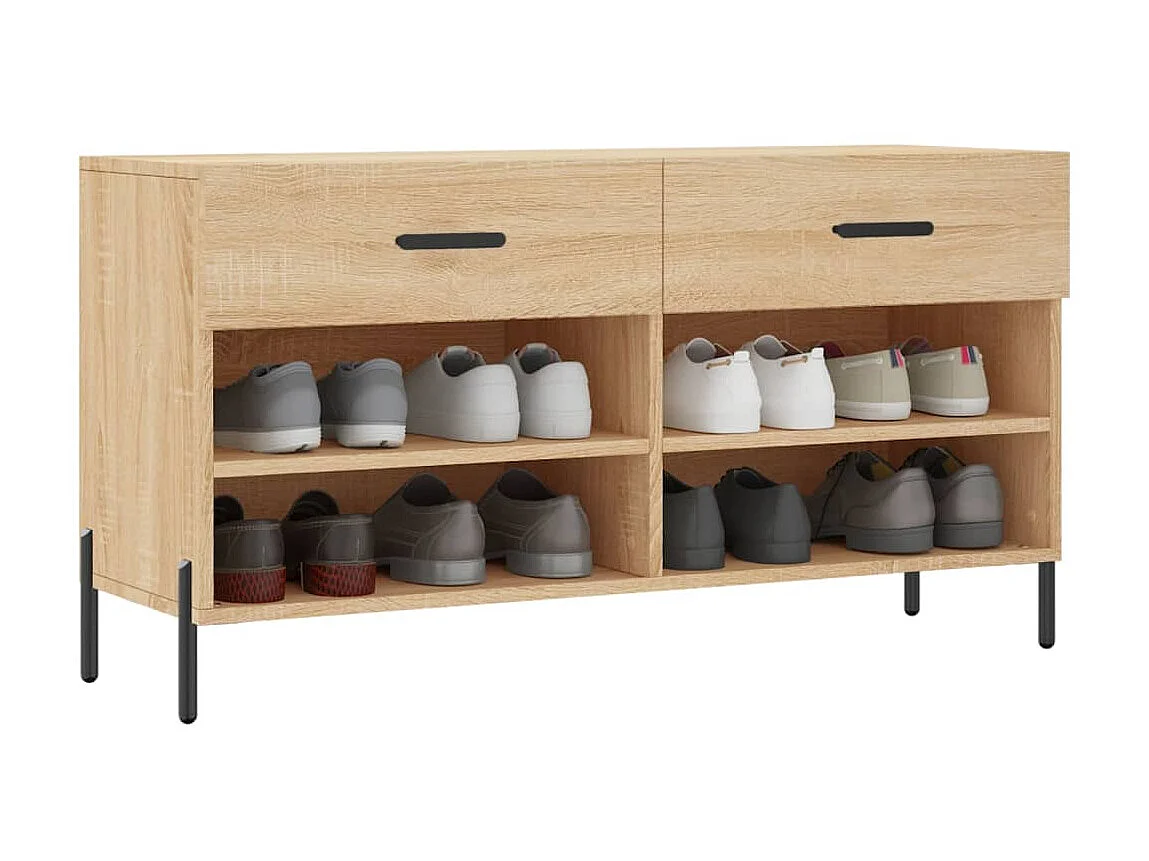 Banco de sapatos de carvalho Sonoma 102x35x55 cm madeira projetada