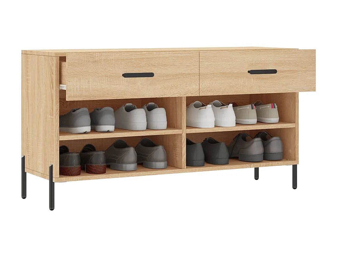 Banco de sapatos de carvalho Sonoma 102x35x55 cm madeira projetada