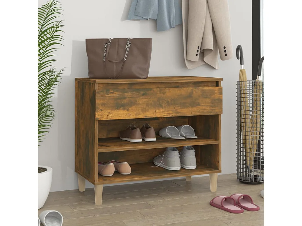 Zapatero Roble ahumado 70x36x60 cm Madera contrachapada