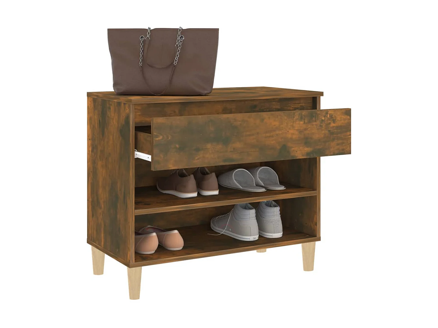 Zapatero Roble ahumado 70x36x60 cm Madera contrachapada