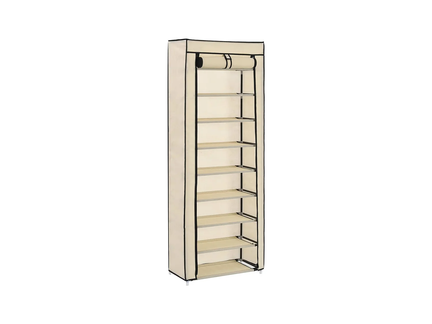 Armoire à chaussures avec housse beige 57x29x162 cm Tissu