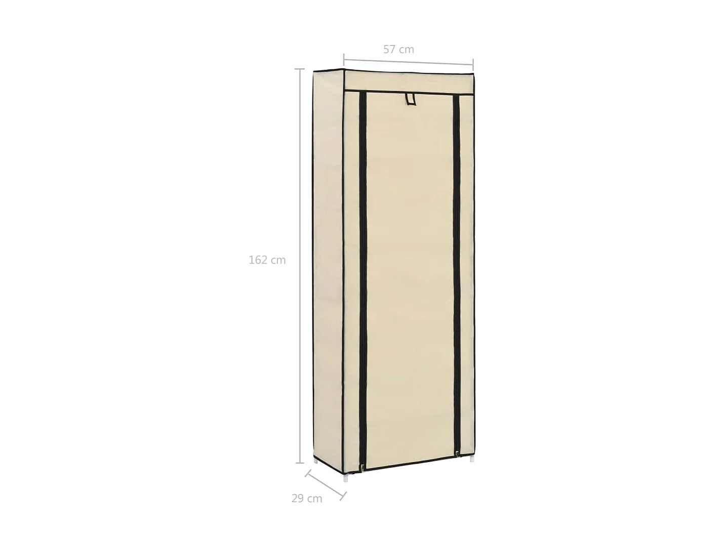 Schoenenkast met beige hoes 57x29x162 cm Stof