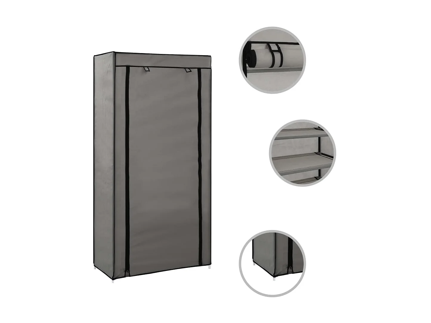 Armoire à chaussures avec housse Gris 58x28x106 cm Tissu