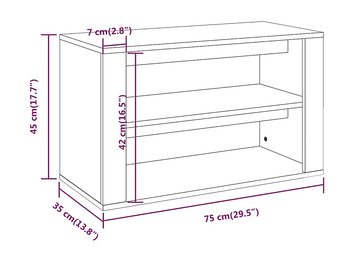 zapatero Sonoma gris 75x35x45 cm Madera contrachapada