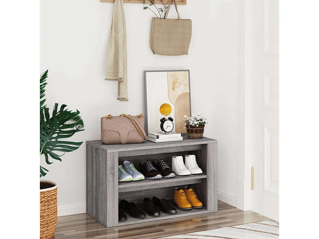 étagère à chaussures Sonoma gris 75x35x45 cm Bois d'ingénierie