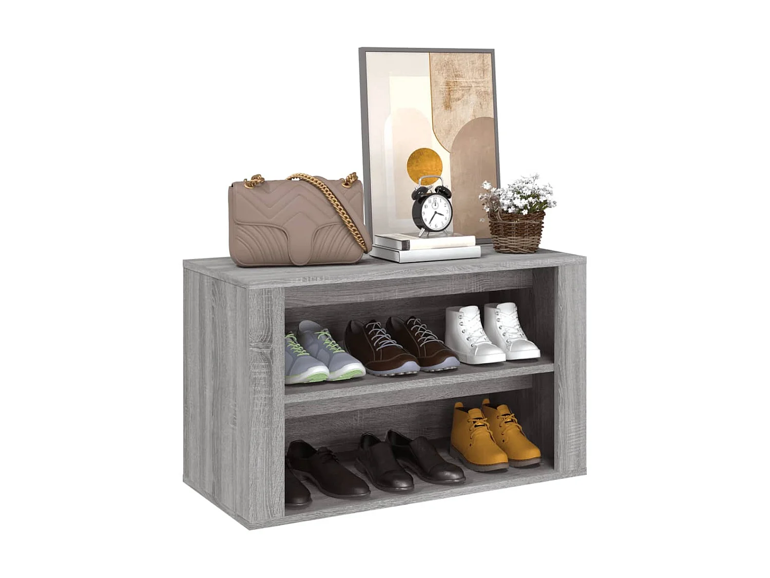 étagère à chaussures Sonoma gris 75x35x45 cm Bois d'ingénierie