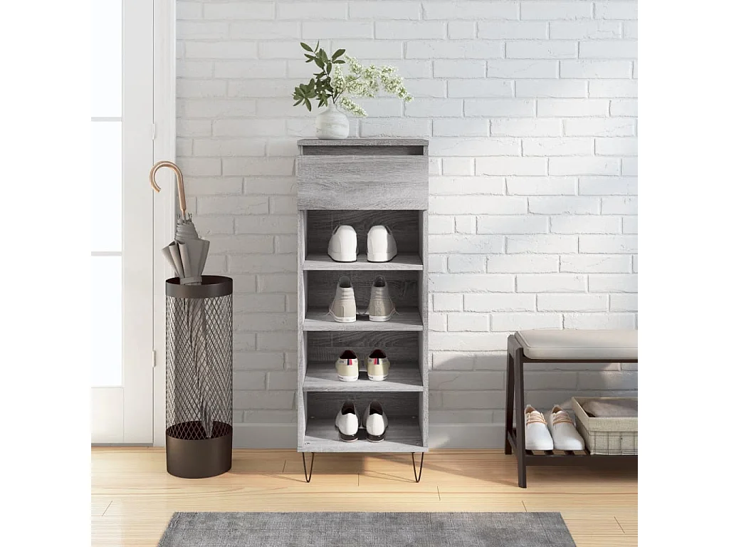 Scarpiera Sonoma grigia 40x36x105 cm MDF