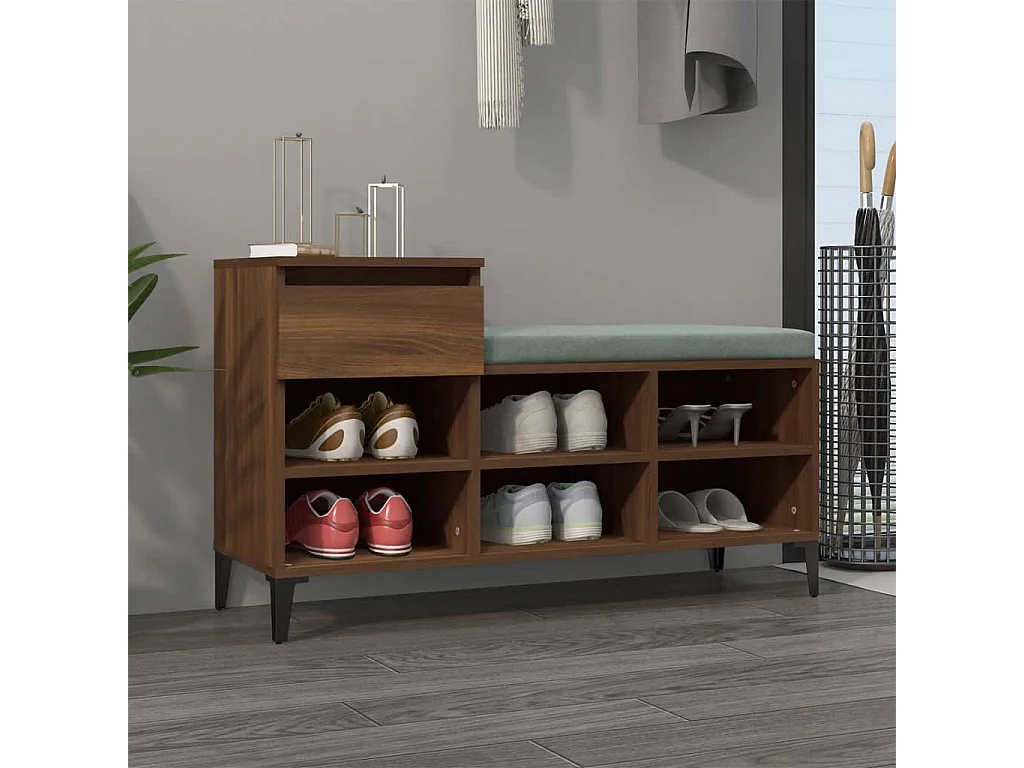 Scarpiera Rovere marrone 102x36x60 cm MDF