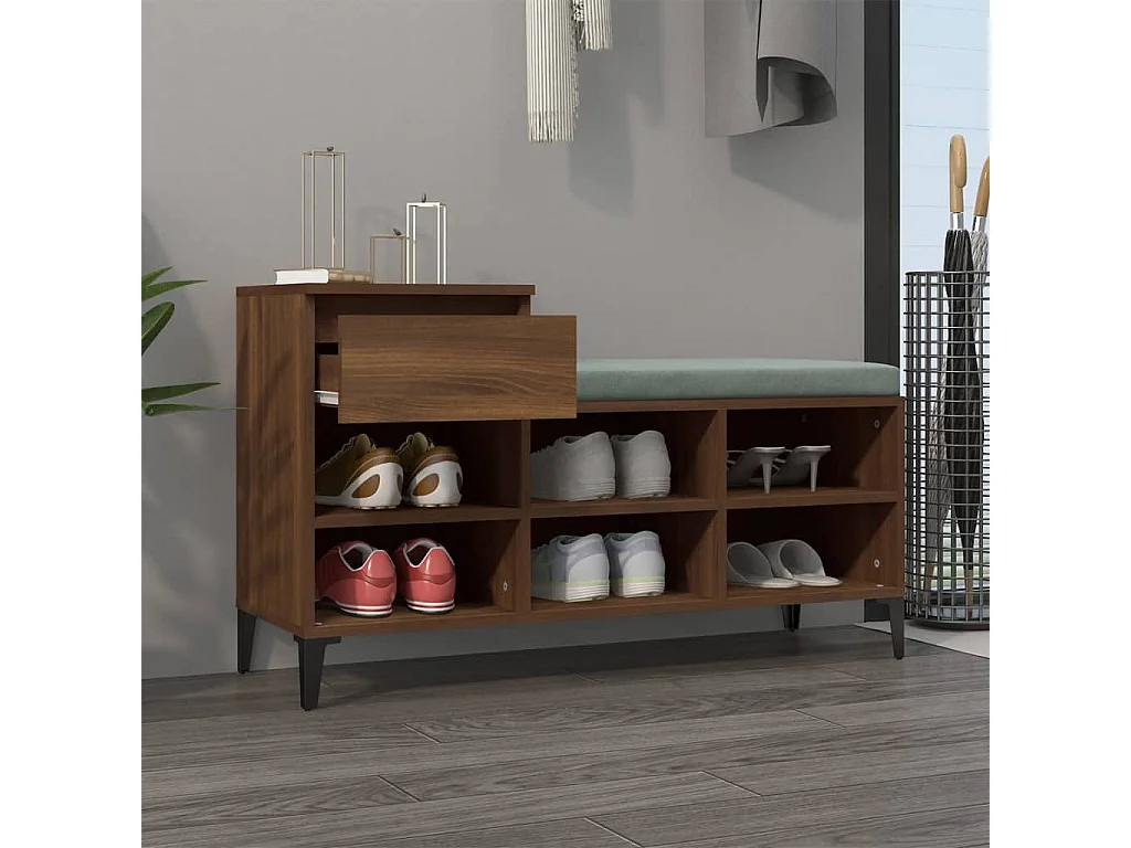 Scarpiera Rovere marrone 102x36x60 cm MDF