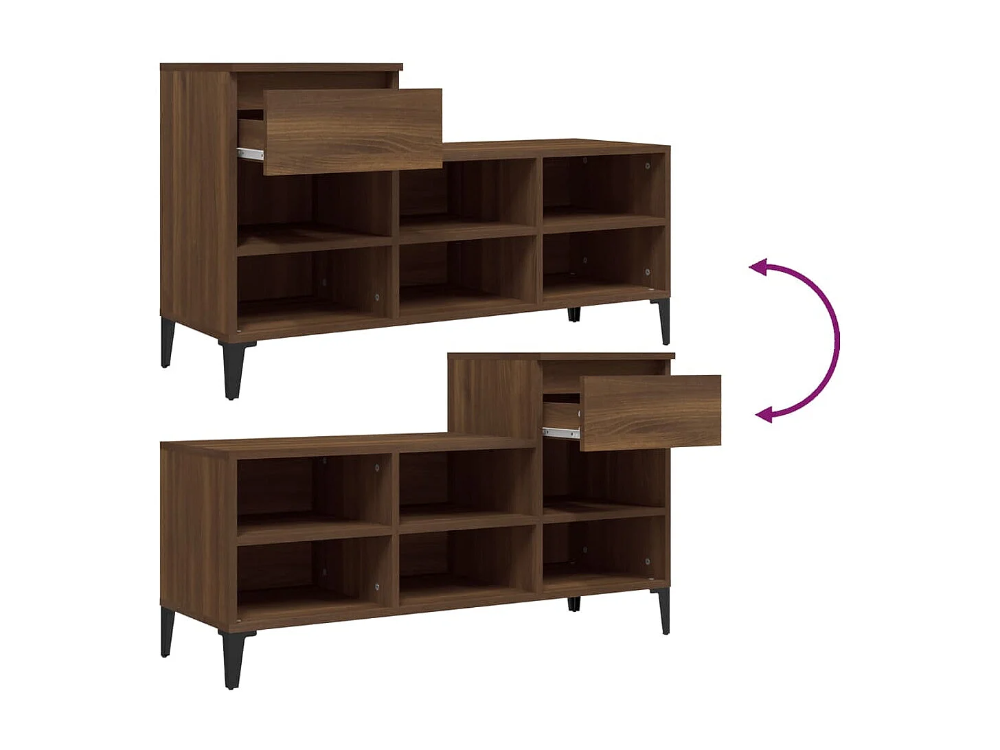 Scarpiera Rovere marrone 102x36x60 cm MDF