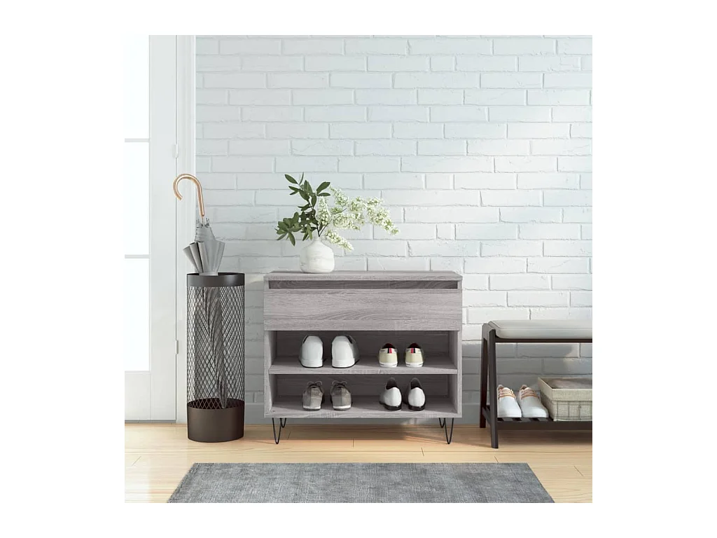 Sonoma schoenenkast grijs 70x36x60 cm Bewerkt hout