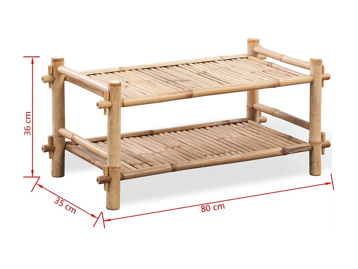 étagère à chaussures 2 niveaux Bambou