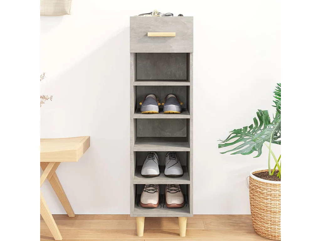 Zapatero Gris hormigón 30x35x105 cm Madera contrachapada