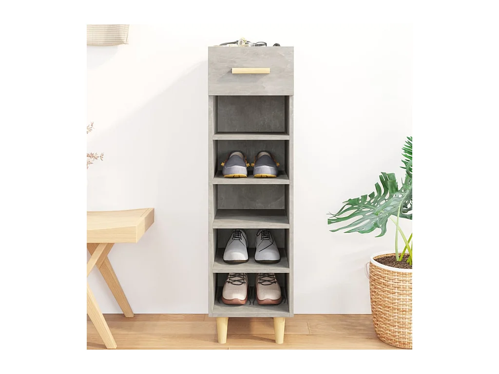 Armoire à chaussures Gris béton 30x35x105 cm Bois d'ingénierie