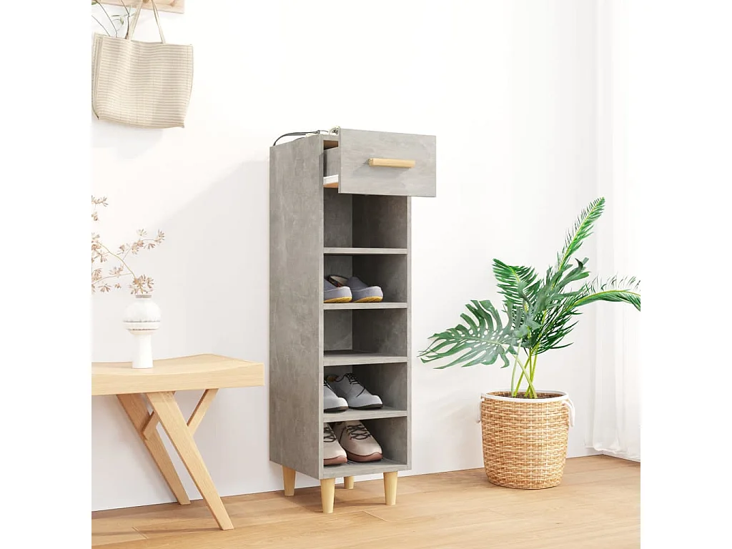 Armoire à chaussures Gris béton 30x35x105 cm Bois d'ingénierie