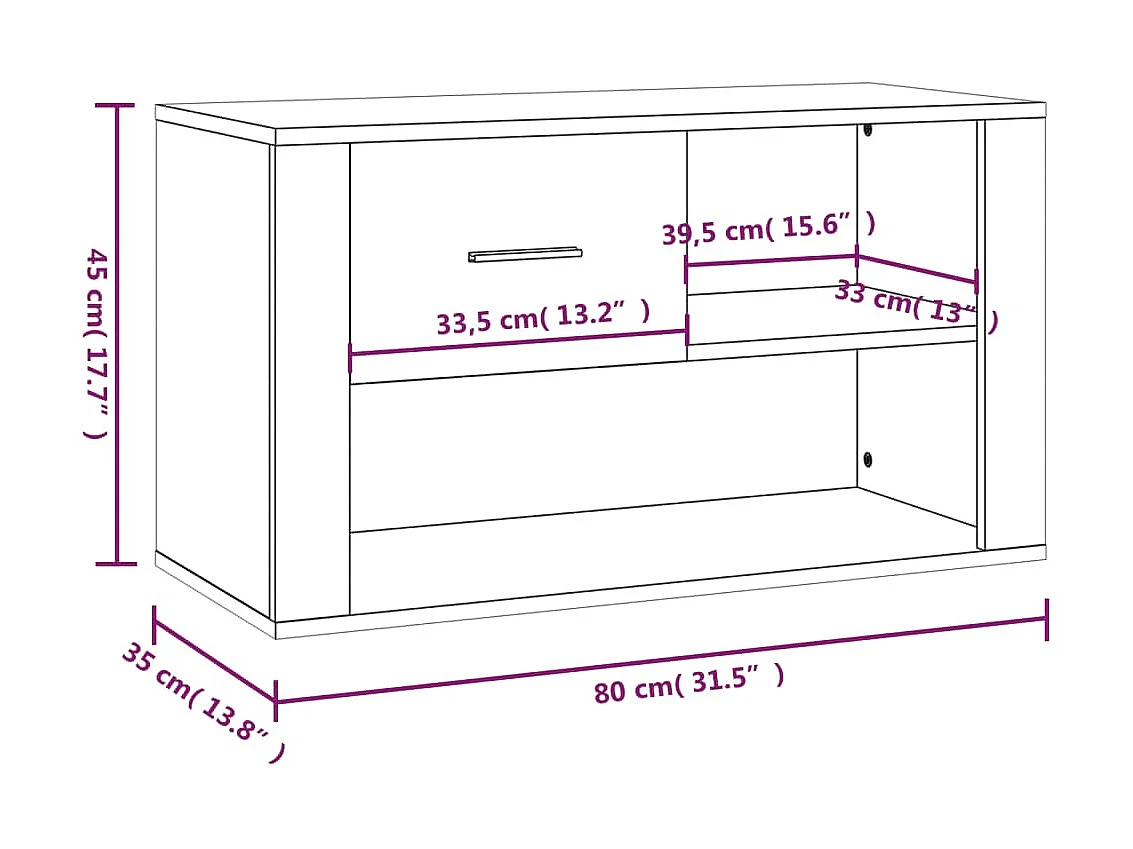 Scarpiera Sonoma grigia 80x35x45 cm MDF