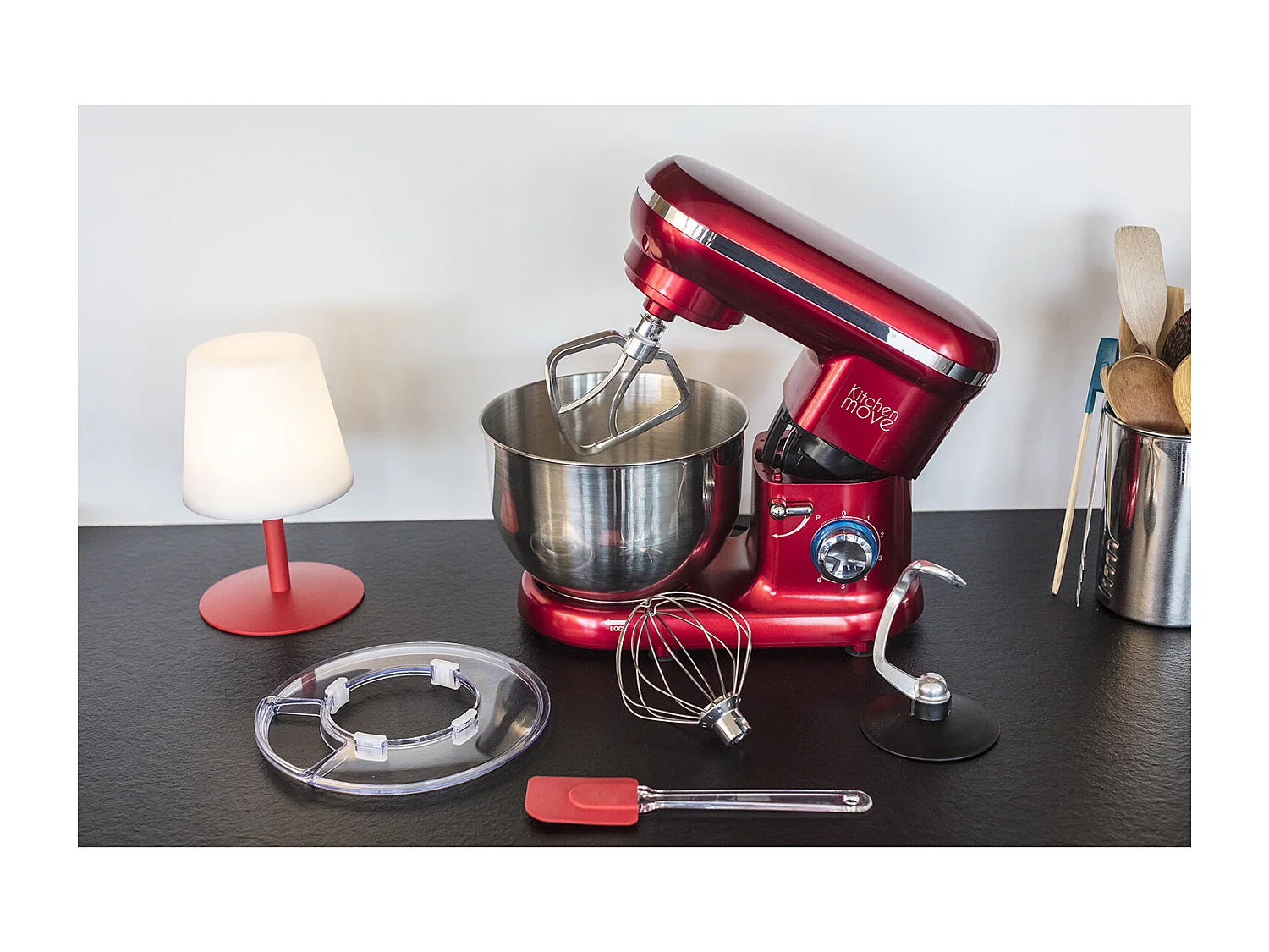 Robot patissier multifonction DALLAS Rouge Acier 1500W